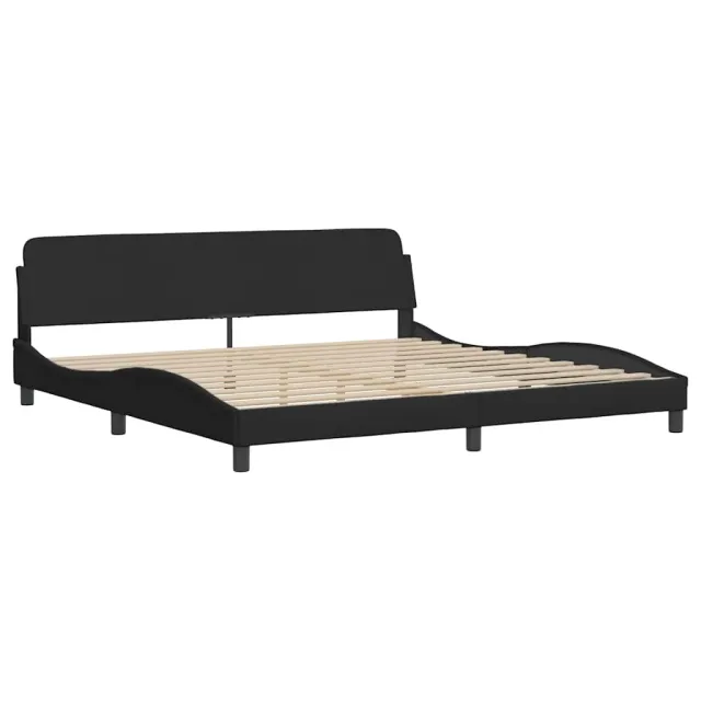 Cadre de lit sans matelas Hvar noir 200x200 cm tissu