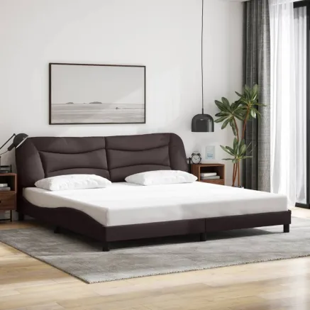Cadre de lit sans matelas Hvar marron foncé 200x200 cm tissu