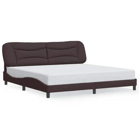 Cadre de lit sans matelas Hvar marron foncé 200x200 cm tissu