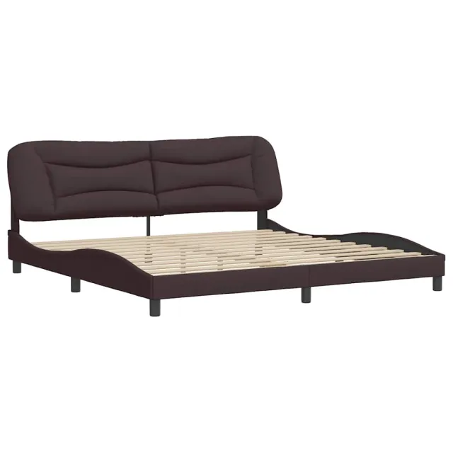 Cadre de lit sans matelas Hvar marron foncé 200x200 cm tissu