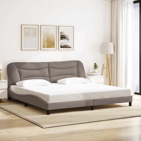 Cadre de lit sans matelas Hvar taupe 200x200 cm tissu