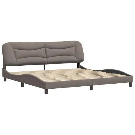 Cadre de lit sans matelas Hvar taupe 200x200 cm tissu