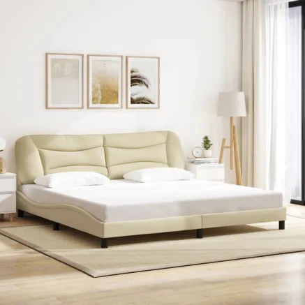 Cadre de lit sans matelas Hvar crème 200x200 cm tissu