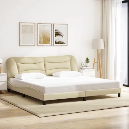 Cadre de lit sans matelas Hvar crème 200x200 cm tissu