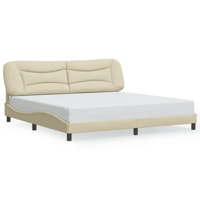 Cadre de lit sans matelas Hvar crème 200x200 cm tissu