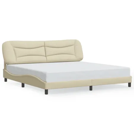 Cadre de lit sans matelas Hvar crème 200x200 cm tissu