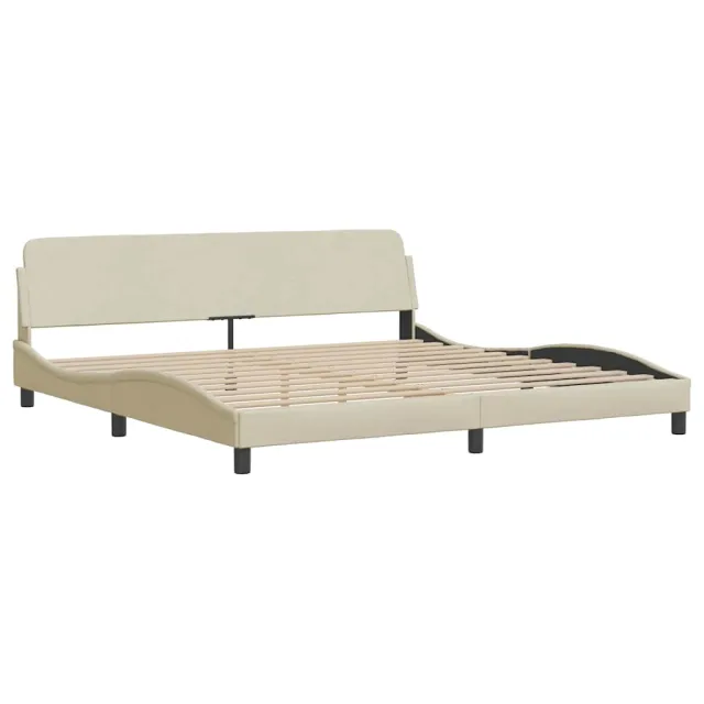 Cadre de lit sans matelas Hvar crème 200x200 cm tissu