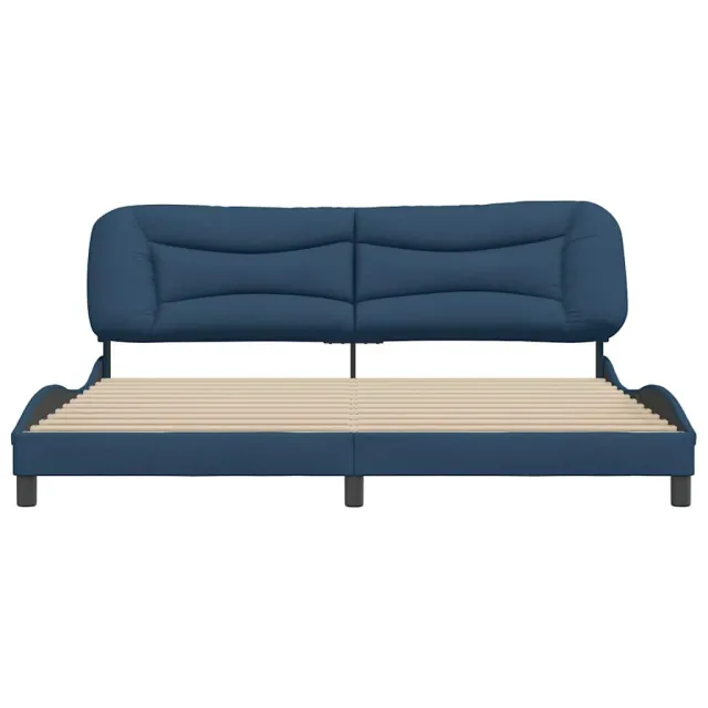 Cadre de lit sans matelas Hvar bleu 200x200 cm tissu