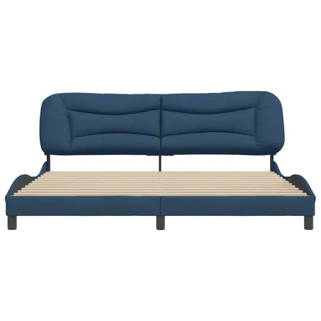 Cadre de lit sans matelas Hvar bleu 200x200 cm tissu