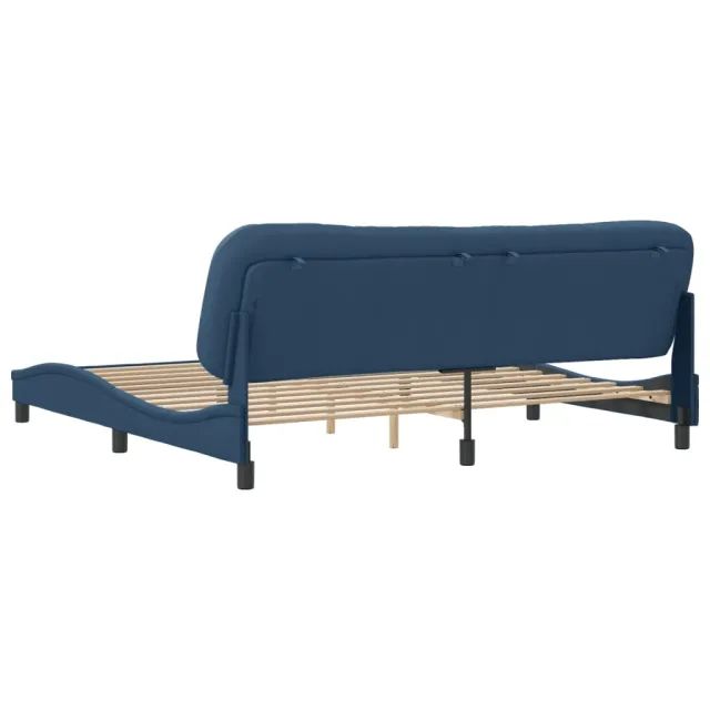 Cadre de lit sans matelas Hvar bleu 200x200 cm tissu