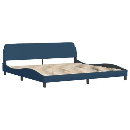Cadre de lit sans matelas Hvar bleu 200x200 cm tissu