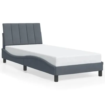 Cadre de lit sans matelas Hanko gris foncé 80x200 cm velours 2