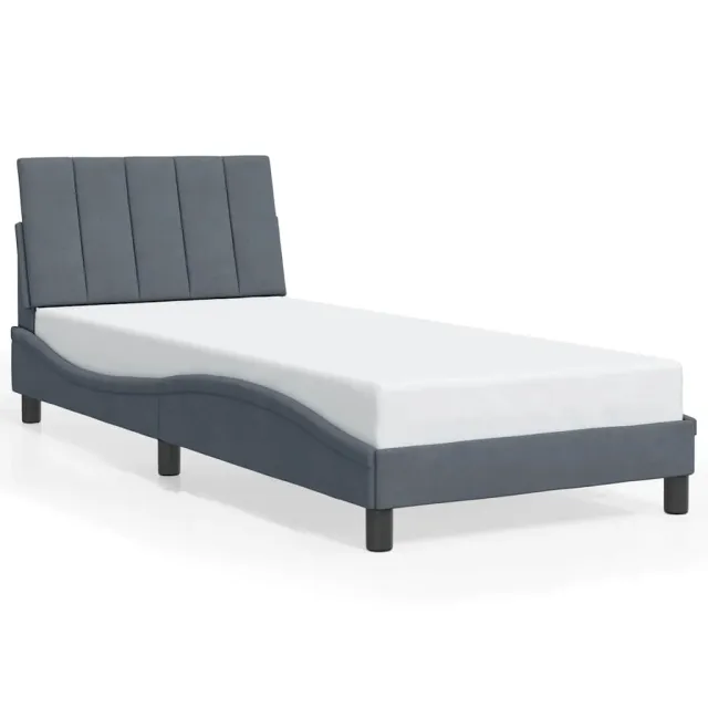 Cadre de lit sans matelas Hanko gris foncé 80x200 cm velours