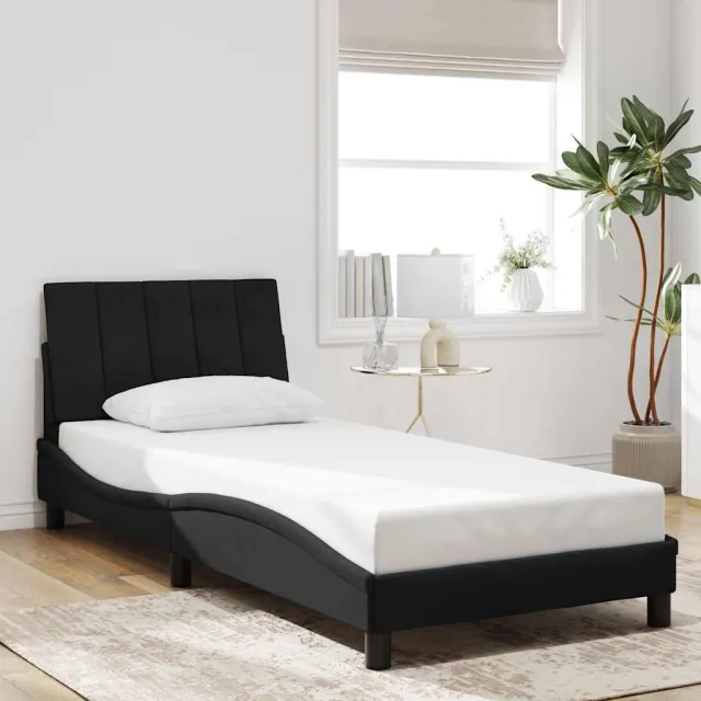 Cadre de lit sans matelas Hanko noir 80x200 cm velours