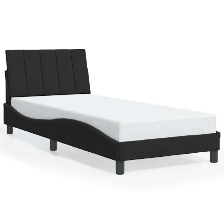 Cadre de lit sans matelas Hanko noir 80x200 cm velours 2