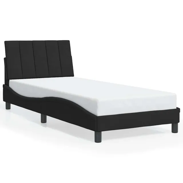 Cadre de lit sans matelas Hanko noir 80x200 cm velours