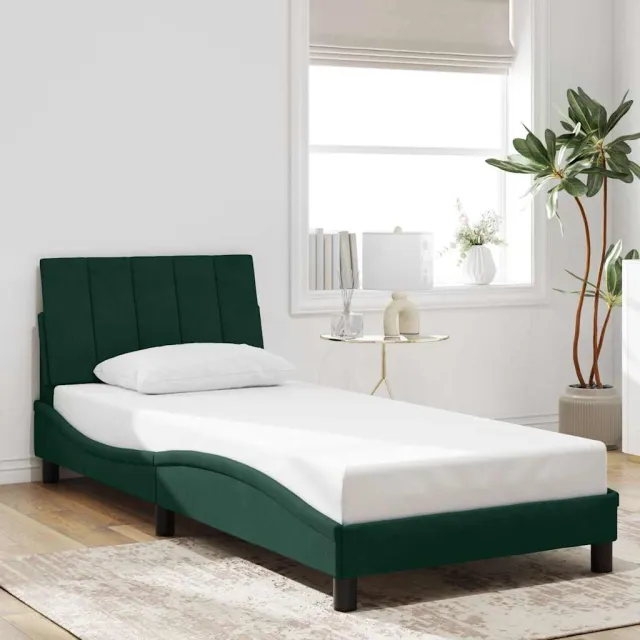 Cadre de lit sans matelas Hanko vert foncé 80x200 cm velours