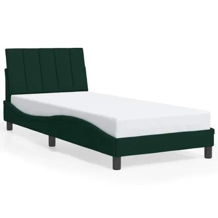 Cadre de lit sans matelas Hanko vert foncé 80x200 cm velours 2