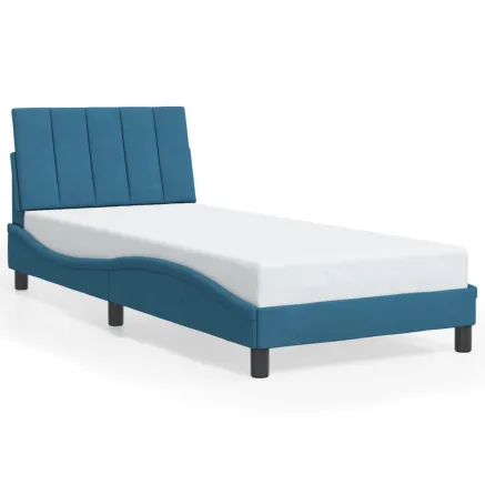 Cadre de lit sans matelas Hanko bleu 80x200 cm velours 2