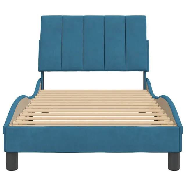 Cadre de lit sans matelas Hanko bleu 80x200 cm velours