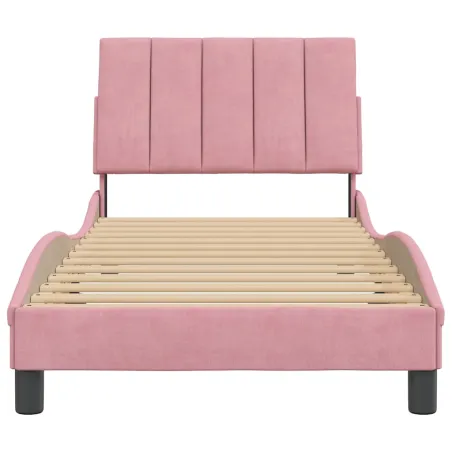 Cadre de lit sans matelas Hanko rose 80x200 cm velours