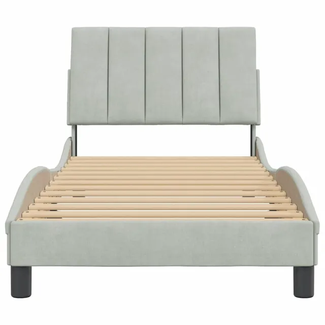 Cadre de lit sans matelas Hanko gris clair 90x190 cm velours