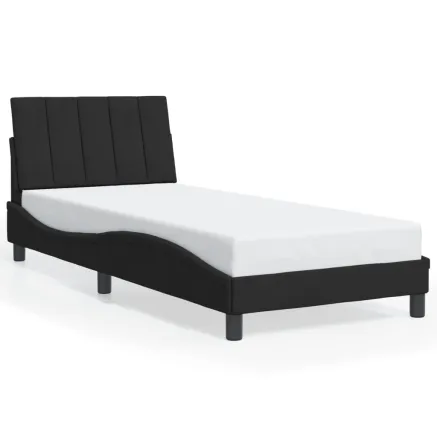Cadre de lit sans matelas Hanko noir 90x190 cm velours 2
