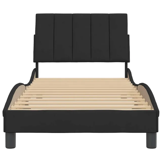 Cadre de lit sans matelas Hanko noir 90x190 cm velours