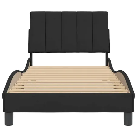 Cadre de lit sans matelas Hanko noir 90x190 cm velours