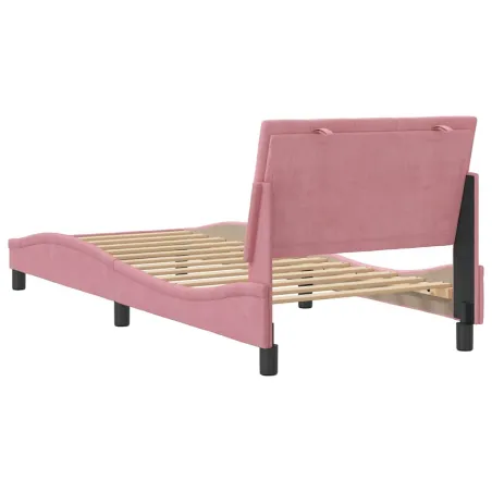 Cadre de lit sans matelas Hanko rose 90x190 cm velours