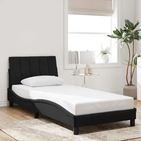 Cadre de lit sans matelas Hanko noir 90x200 cm velours
