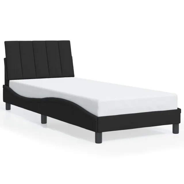 Cadre de lit sans matelas Hanko noir 90x200 cm velours