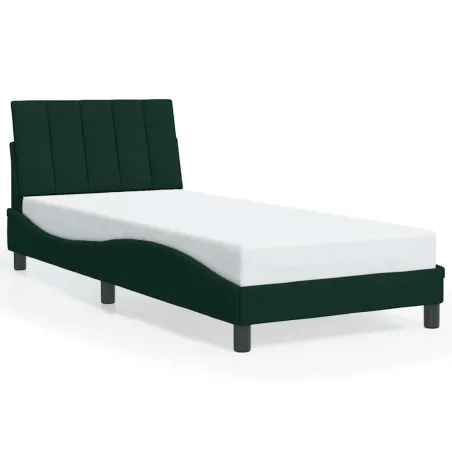 Cadre de lit sans matelas Hanko vert foncé 90x200 cm velours
