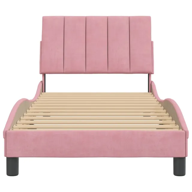 Cadre de lit sans matelas Hanko rose 90x200 cm velours