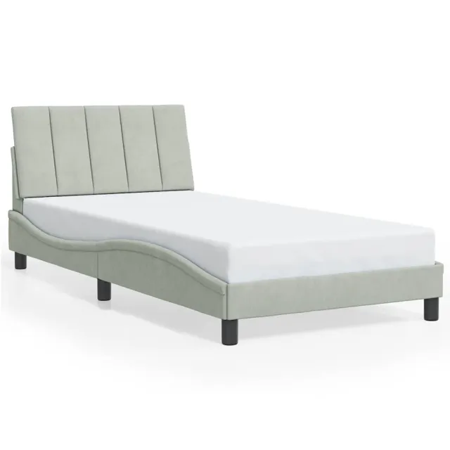 Cadre de lit sans matelas Hanko gris clair 100x200 cm velours