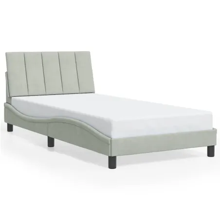 Cadre de lit sans matelas Hanko gris clair 100x200 cm velours