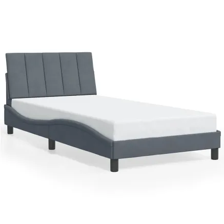Cadre de lit sans matelas Hanko gris foncé 100x200 cm velours 2