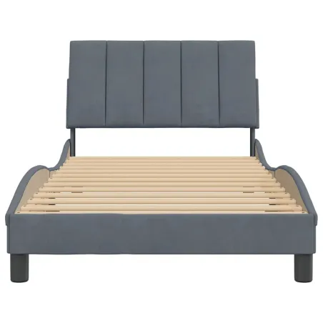 Cadre de lit sans matelas Hanko gris foncé 100x200 cm velours