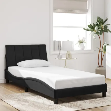 Cadre de lit sans matelas Hanko noir 100x200 cm velours