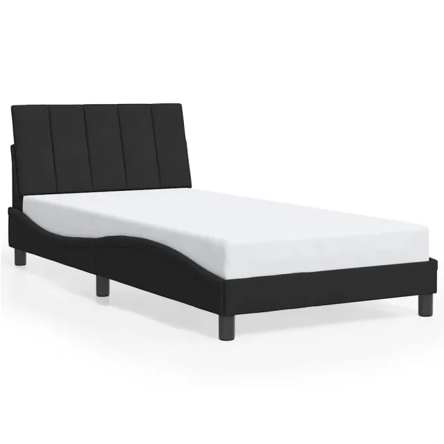Cadre de lit sans matelas Hanko noir 100x200 cm velours