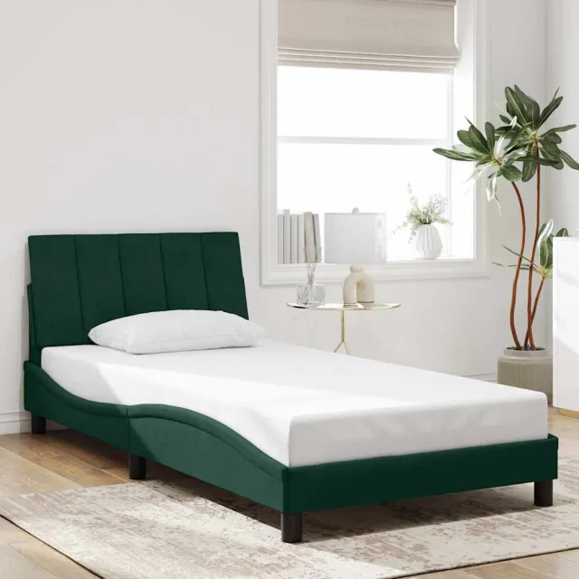 Cadre de lit sans matelas Hanko vert foncé 100x200 cm velours