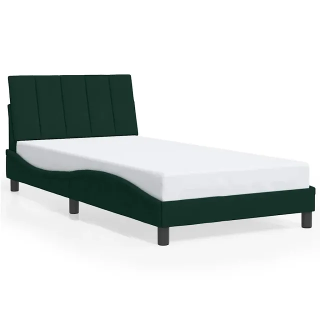 Cadre de lit sans matelas Hanko vert foncé 100x200 cm velours