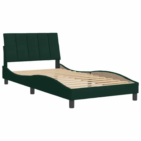 Cadre de lit sans matelas Hanko vert foncé 100x200 cm velours