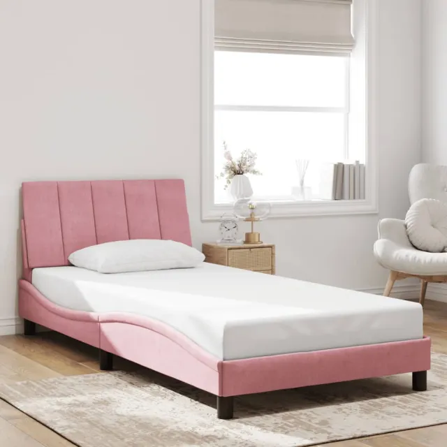 Cadre de lit sans matelas Hanko rose 100x200 cm velours