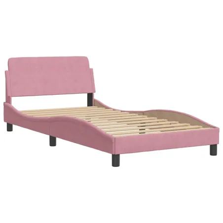 Cadre de lit sans matelas Hanko rose 100x200 cm velours