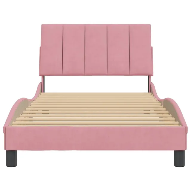Cadre de lit sans matelas Hanko rose 100x200 cm velours