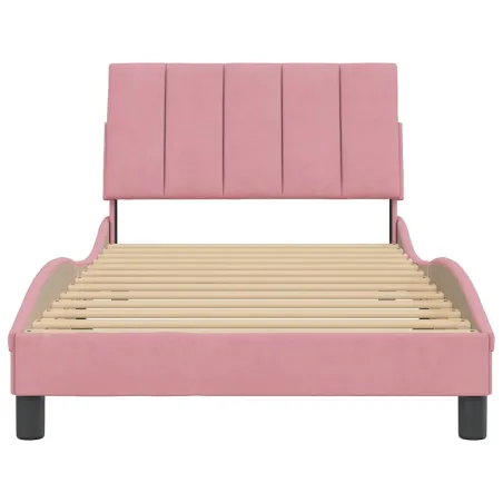 Cadre de lit sans matelas Hanko rose 100x200 cm velours