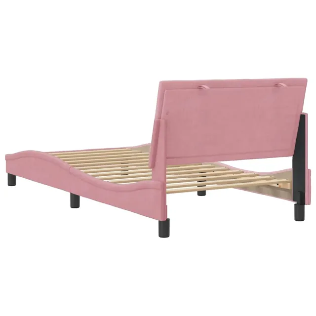 Cadre de lit sans matelas Hanko rose 100x200 cm velours