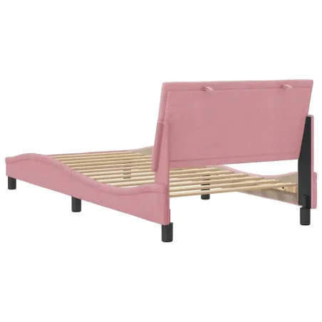 Cadre de lit sans matelas Hanko rose 100x200 cm velours
