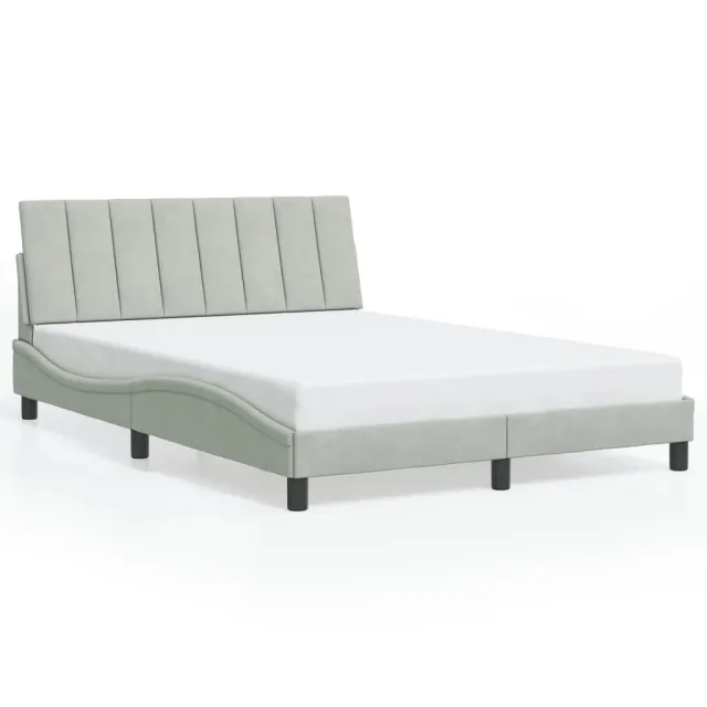 Cadre de lit sans matelas Hanko gris clair 120x200 cm velours